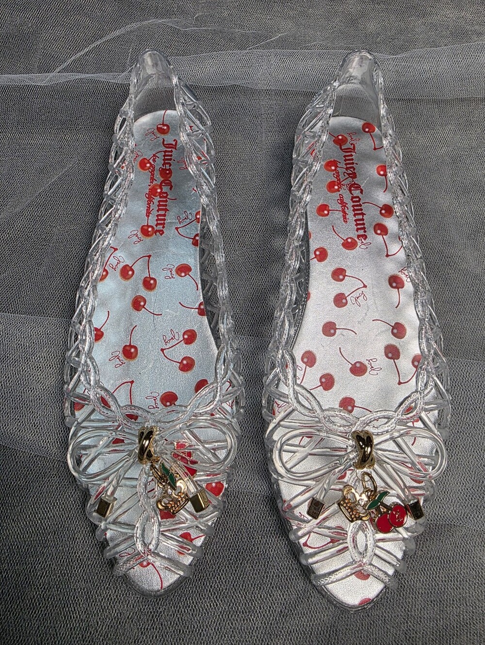 Juicy Couture Cherry Jelly Ballet Flats Clear PVC Shoes Size 8